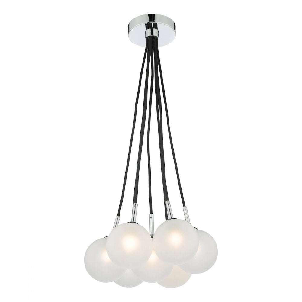 ELP342-02 Elpis 7 Light Cluster Pendant Polished Chrome Opal Glass