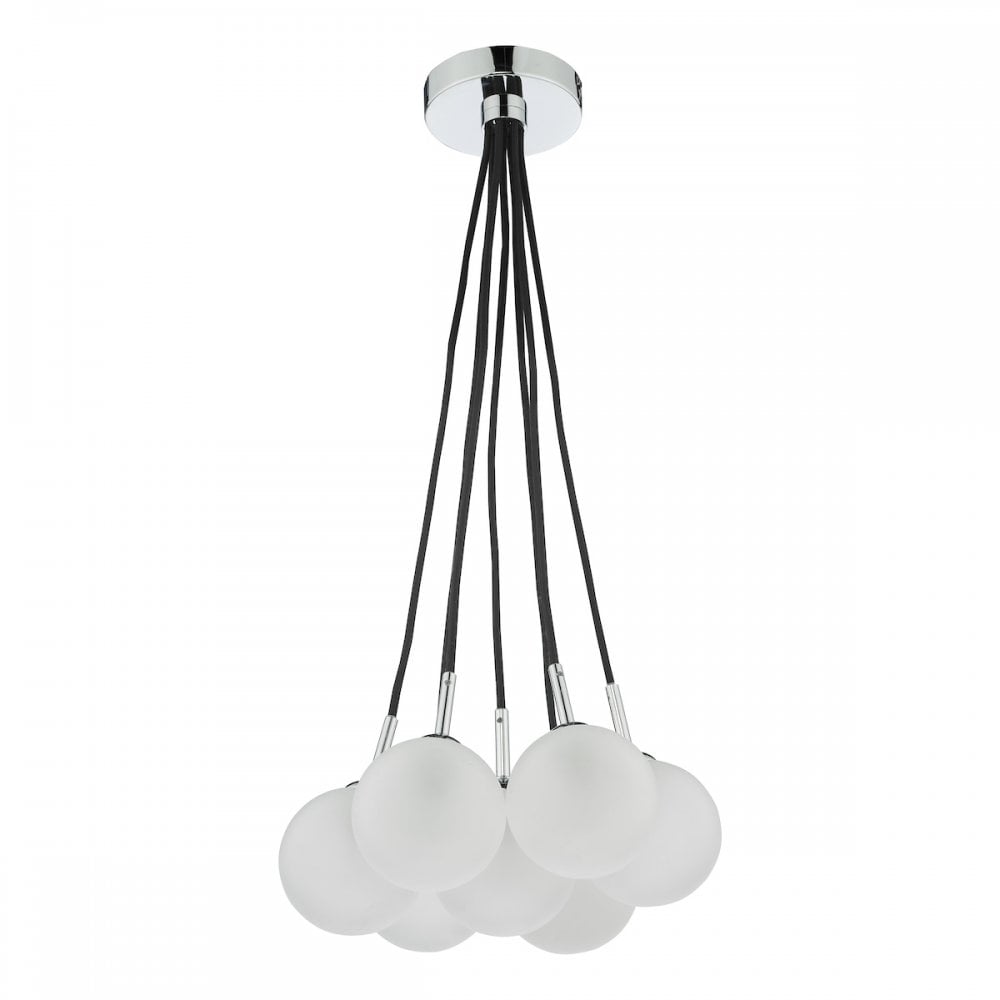 ELP342-02 Elpis 7 Light Cluster Pendant Polished Chrome Opal Glass