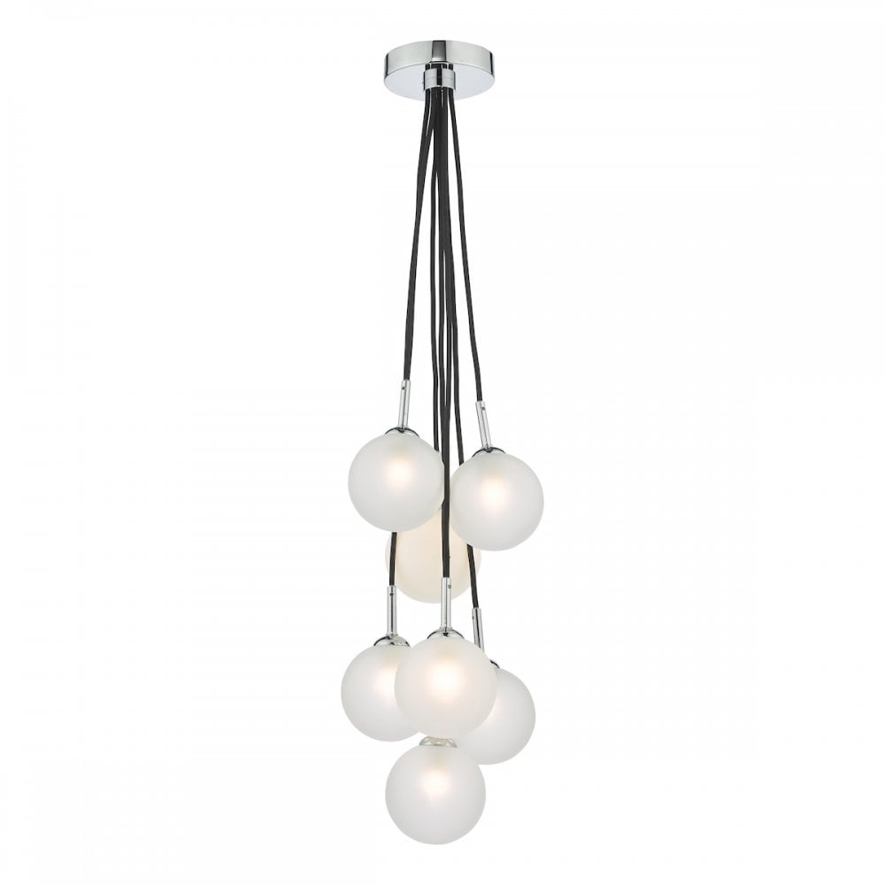 ELP342-02 Elpis 7 Light Cluster Pendant Polished Chrome Opal Glass
