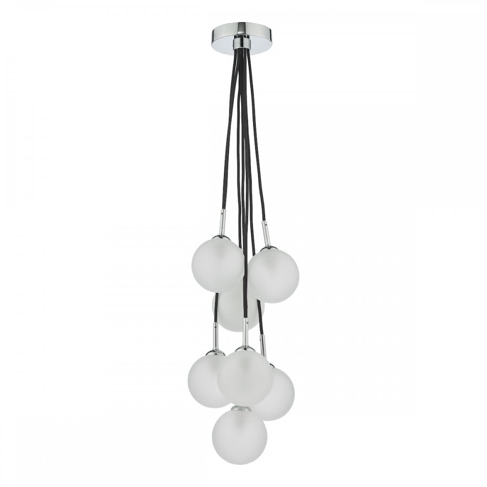 ELP342-02 Elpis 7 Light Cluster Pendant Polished Chrome Opal Glass