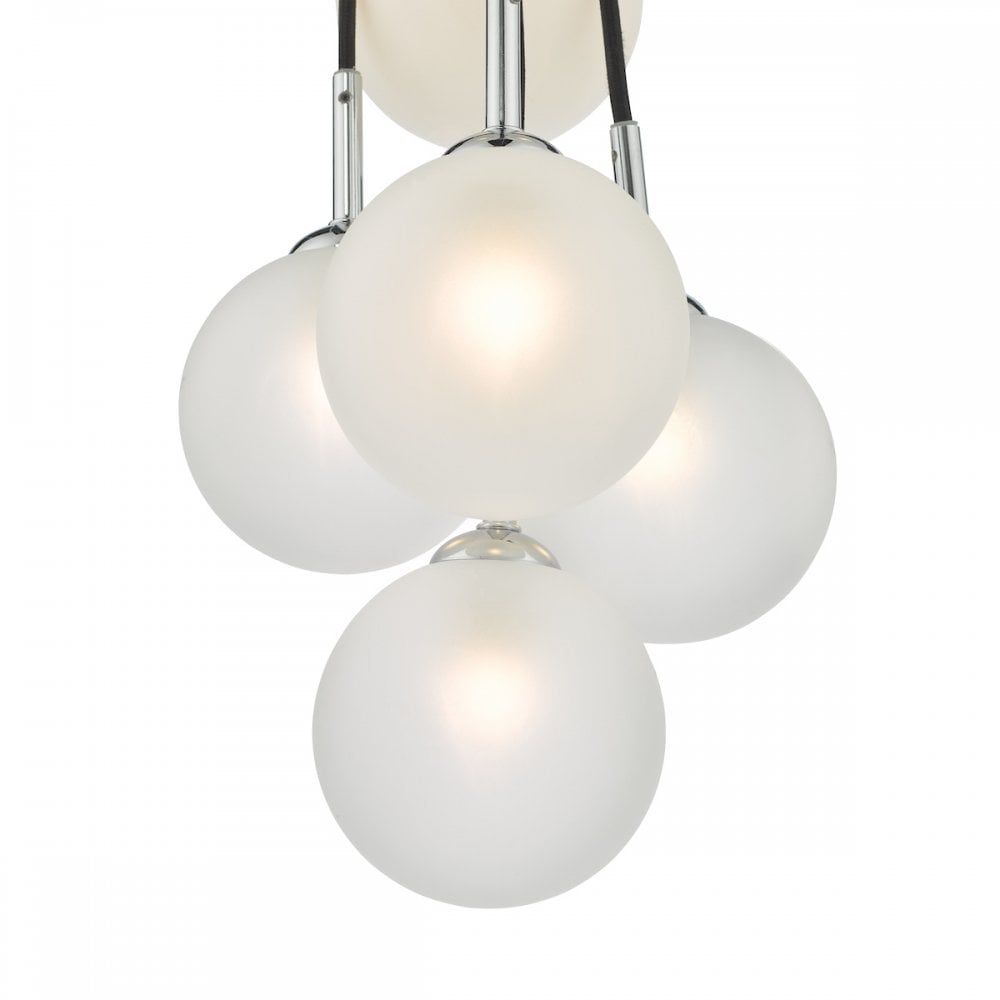 ELP342-02 Elpis 7 Light Cluster Pendant Polished Chrome Opal Glass