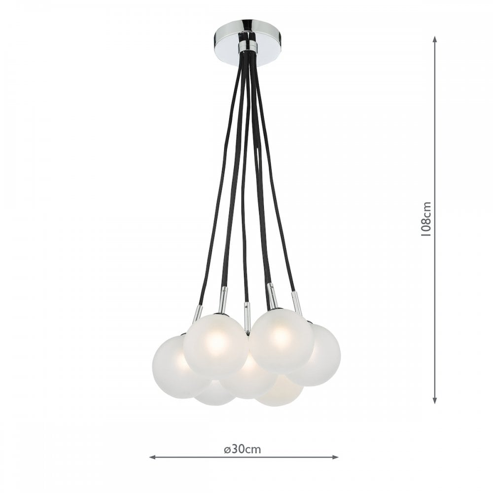 ELP342-02 Elpis 7 Light Cluster Pendant Polished Chrome Opal Glass