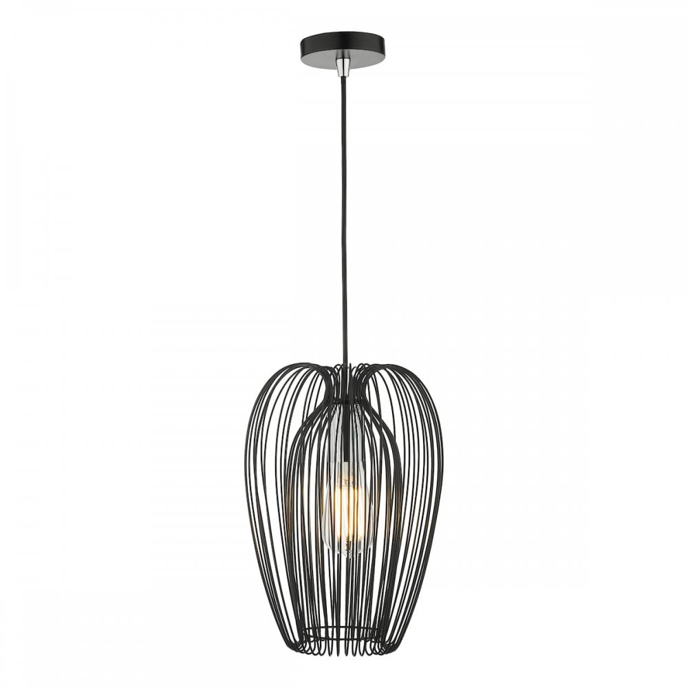 ERO0122 Ero 1 Light Single Pendant Black And Chrome