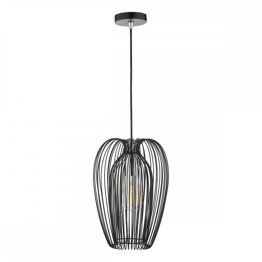 ERO0122 Ero 1 Light Single Pendant Black And Chrome