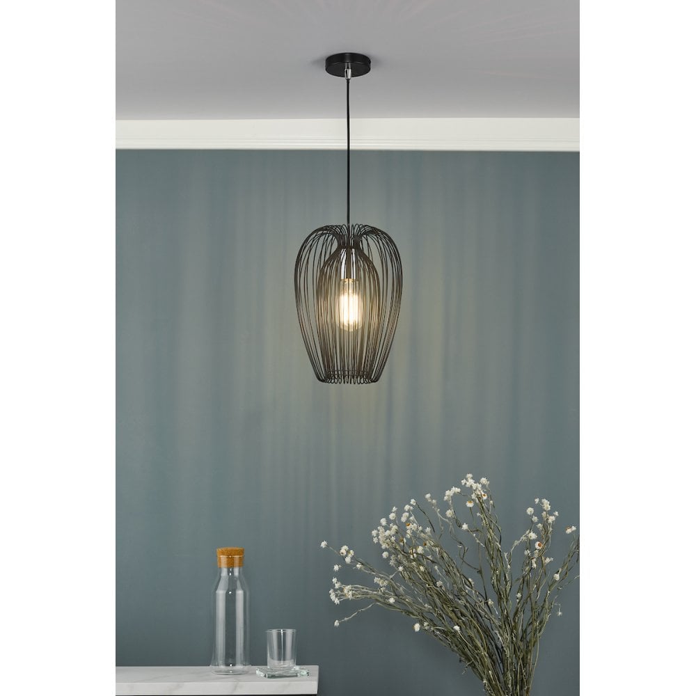 ERO0122 Ero 1 Light Single Pendant Black And Chrome