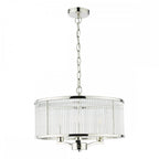 EVE0338 Eveyln 3 Light Pendant Polished Nickel Glass