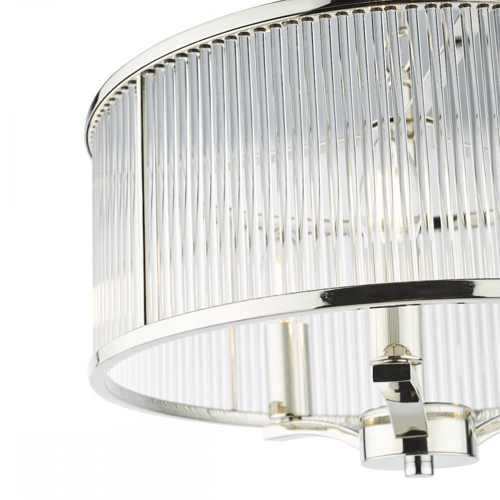 EVE0338 Eveyln 3 Light Pendant Polished Nickel Glass