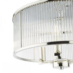 EVE0338 Eveyln 3 Light Pendant Polished Nickel Glass