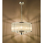 EVE0338 Eveyln 3 Light Pendant Polished Nickel Glass