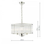EVE0338 Eveyln 3 Light Pendant Polished Nickel Glass