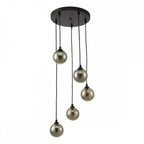 FED0522-01 Federico 5 Light Cluster Pendant Black Smoked Glass