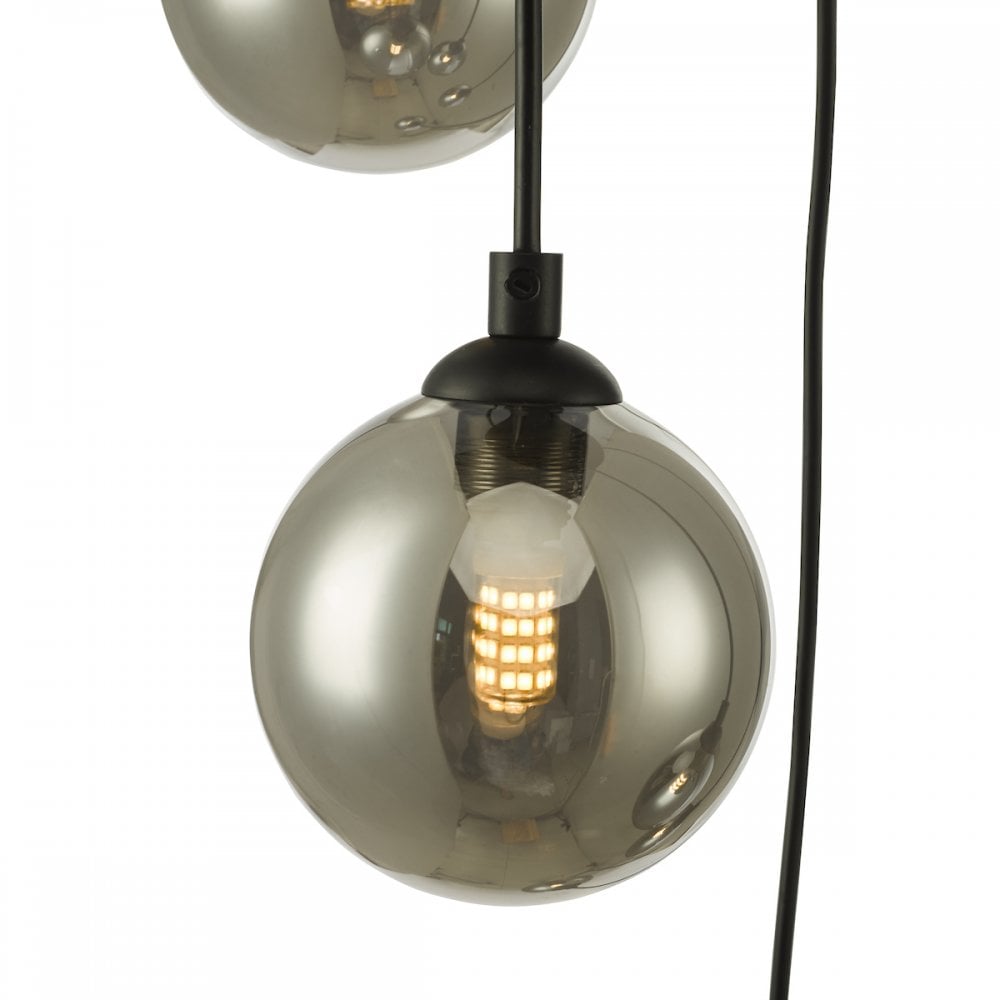 FED0522-01 Federico 5 Light Cluster Pendant Black Smoked Glass