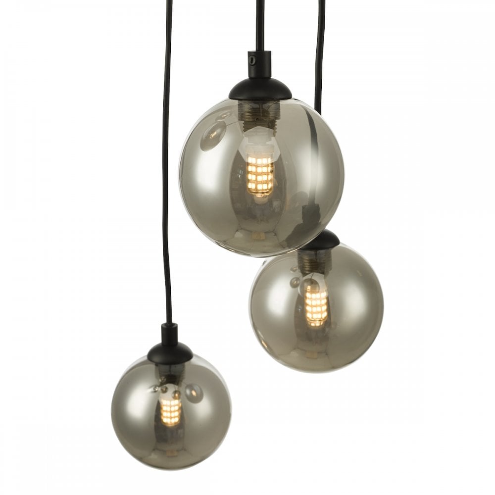 FED0522-01 Federico 5 Light Cluster Pendant Black Smoked Glass