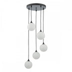 FED0522-02 Federico 5 Light Cluster Pendant Black Opal Glass
