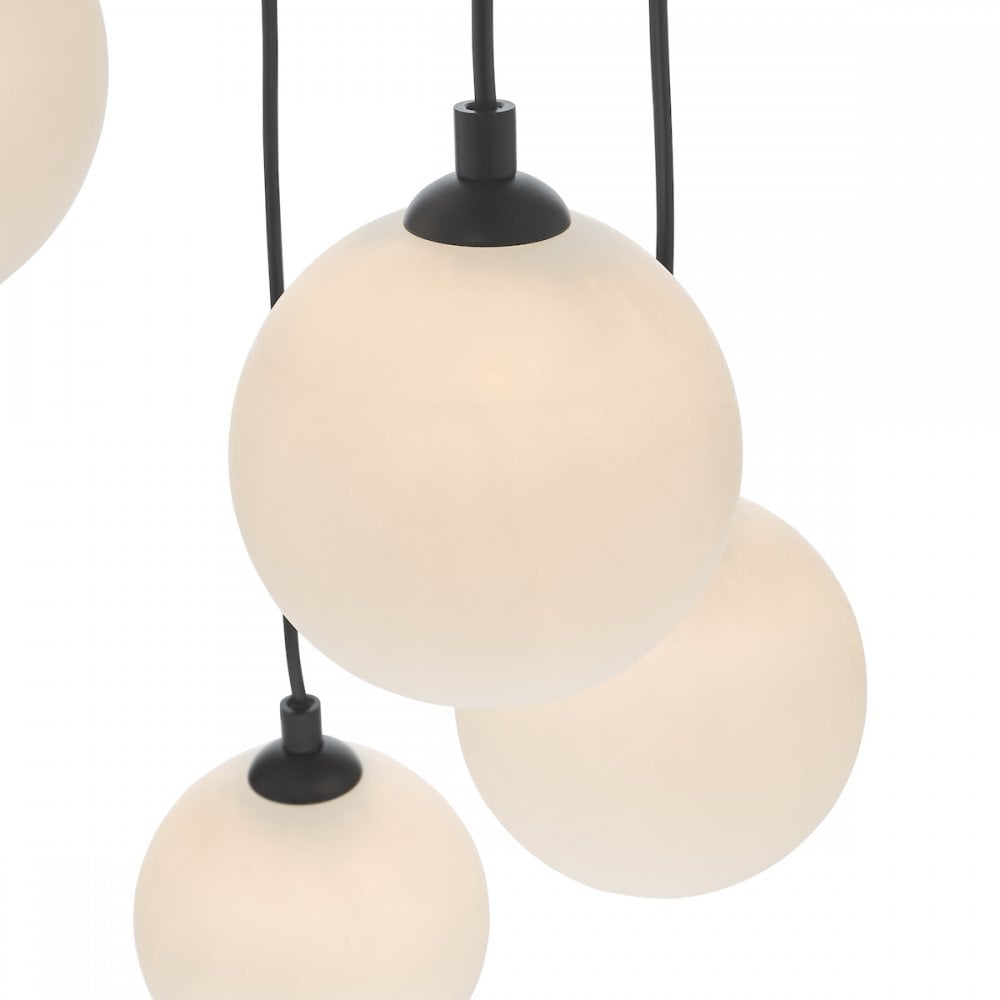 FED0522-02 Federico 5 Light Cluster Pendant Black Opal Glass