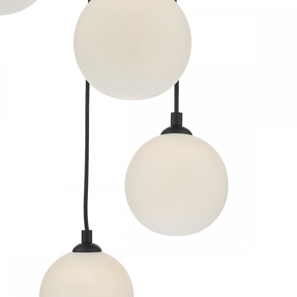 FED0522-02 Federico 5 Light Cluster Pendant Black Opal Glass