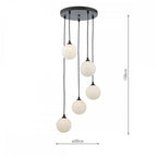 FED0522-02 Federico 5 Light Cluster Pendant Black Opal Glass
