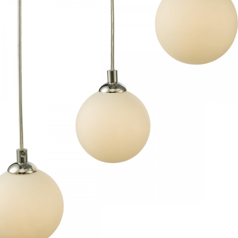 FED0550-02 Federico 5 Light Cluster Pendant Polished Chrome Opal Glass