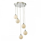 FED0550-02 Federico 5 Light Cluster Pendant Polished Chrome Opal Glass