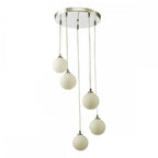 FED0550-02 Federico 5 Light Cluster Pendant Polished Chrome Opal Glass