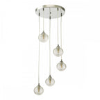 FED0550-08 Federico 5 Light Cluster Pendant Polished Chrome Clear Ribbed Glass