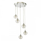 FED0550-08 Federico 5 Light Cluster Pendant Polished Chrome Clear Ribbed Glass