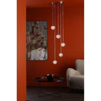 FED0550-08 Federico 5 Light Cluster Pendant Polished Chrome Clear Ribbed Glass