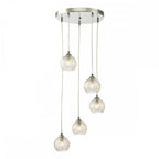 FED0550-09 Federico 5 Light Cluster Pendant Polished Chrome Clear/Wire Glass
