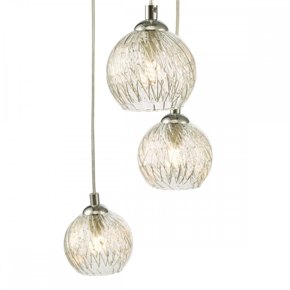 FED0550-09 Federico 5 Light Cluster Pendant Polished Chrome Clear/Wire Glass