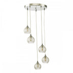 FED0550-09 Federico 5 Light Cluster Pendant Polished Chrome Clear/Wire Glass