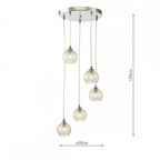FED0550-09 Federico 5 Light Cluster Pendant Polished Chrome Clear/Wire Glass
