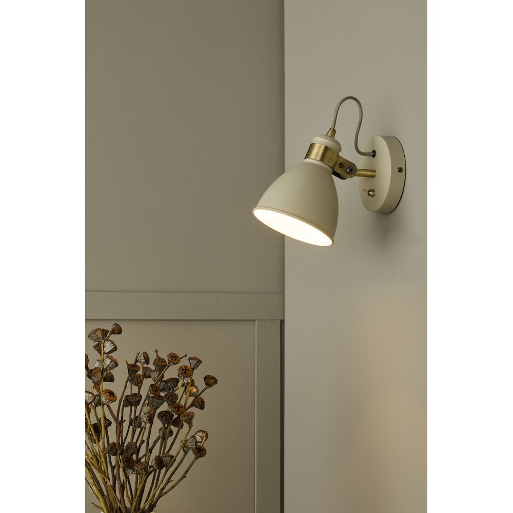 FRE0733 Frederick Single Wall Light Cream Antique Brass