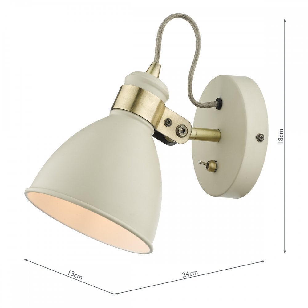 FRE0733 Frederick Single Wall Light Cream Antique Brass