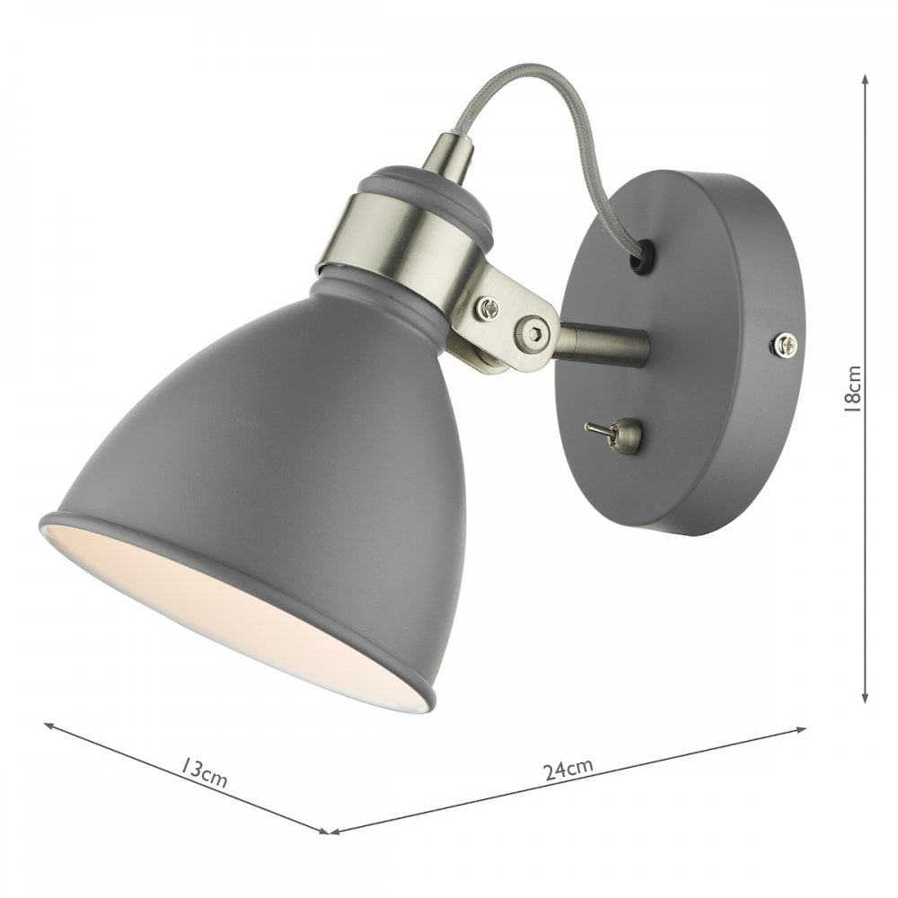 FRE0737 Frederick Single Wall Light Dark Grey Satin Chrome (S)