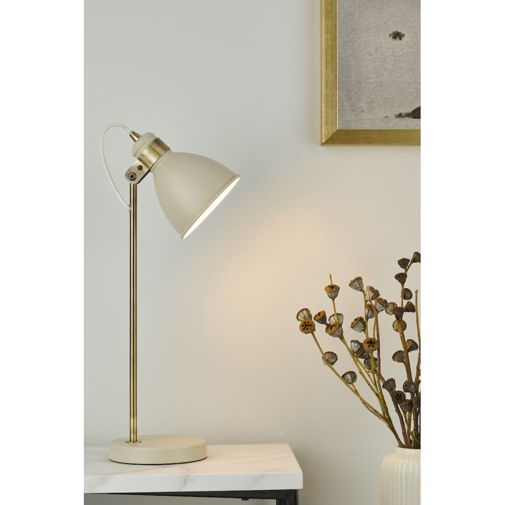 FRE4233 Frederick Task Table Lamp Cream Antique Brass