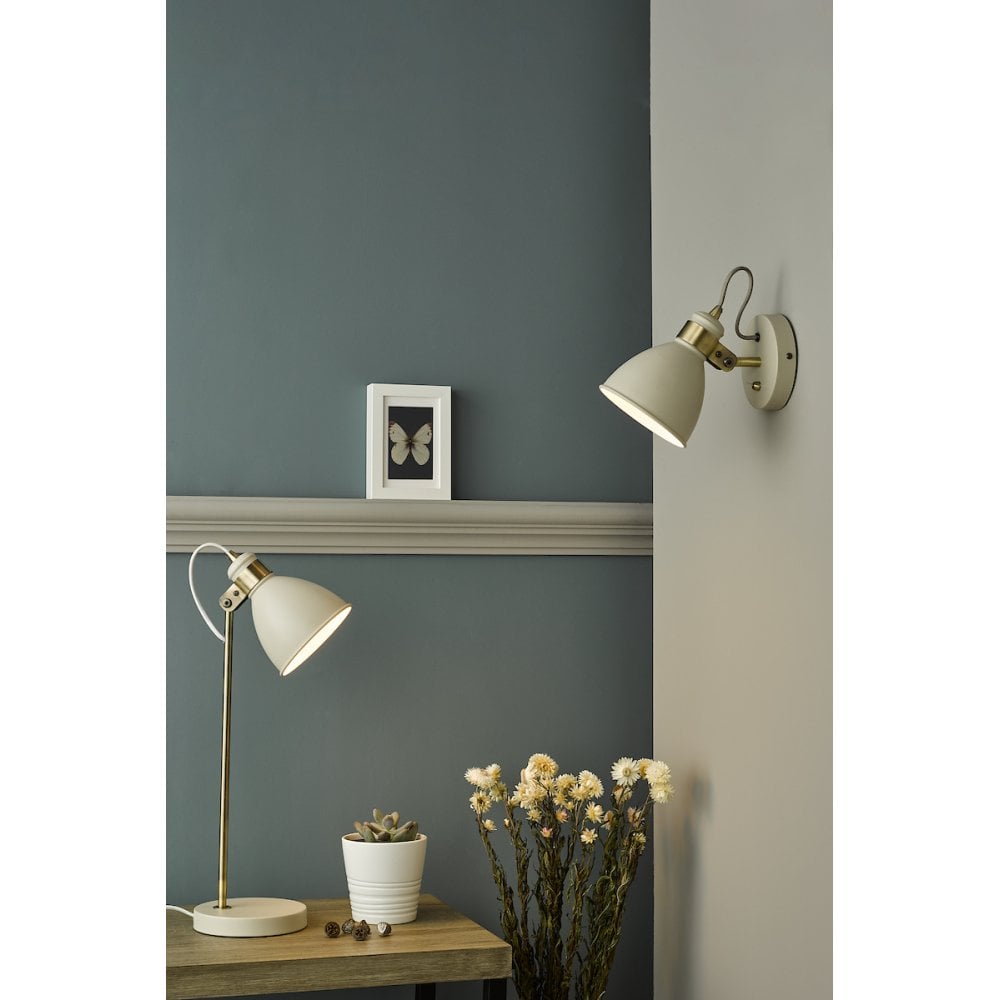 FRE4233 Frederick Task Table Lamp Cream Antique Brass