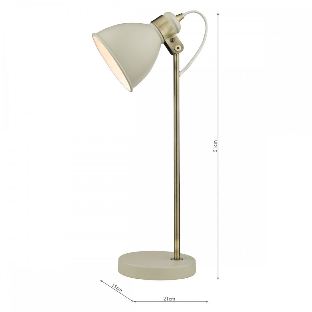 FRE4233 Frederick Task Table Lamp Cream Antique Brass