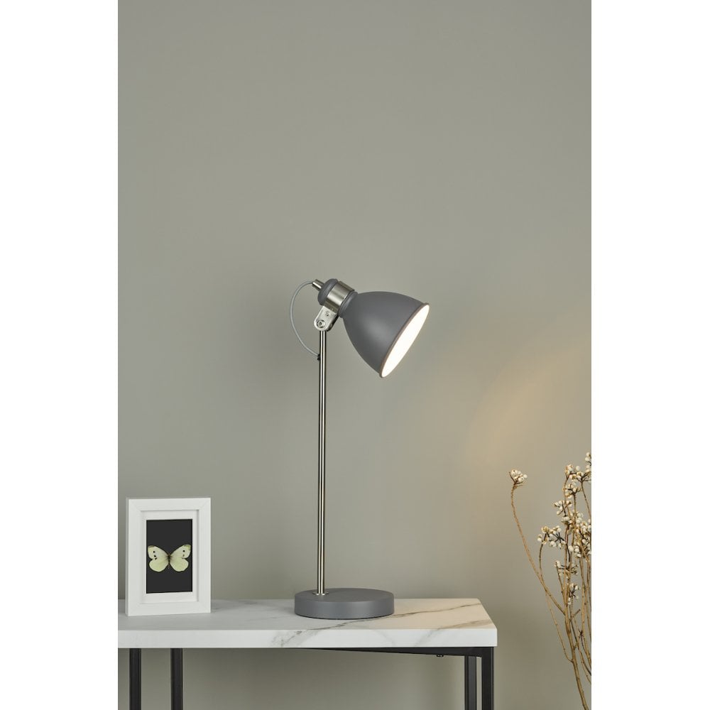 FRE4237 Frederick Task Table Lamp Dark Grey Satin Chrome