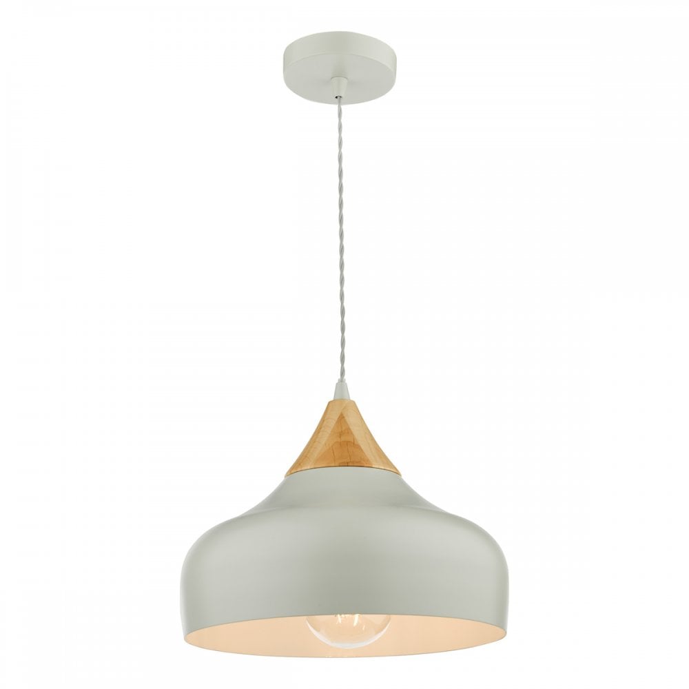 GAU0139 Gaucho 1 Light Single Pendant Grey And Wood