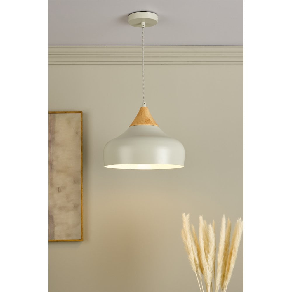 GAU0139 Gaucho 1 Light Single Pendant Grey And Wood