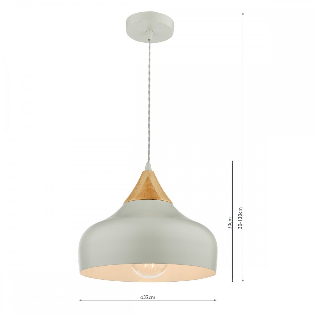 GAU0139 Gaucho 1 Light Single Pendant Grey And Wood