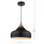 GAU0164 Gaucho 1 Light Single Pendant Black And Copper