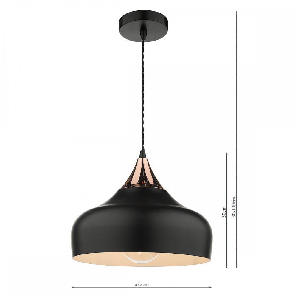 GAU0164 Gaucho 1 Light Single Pendant Black And Copper