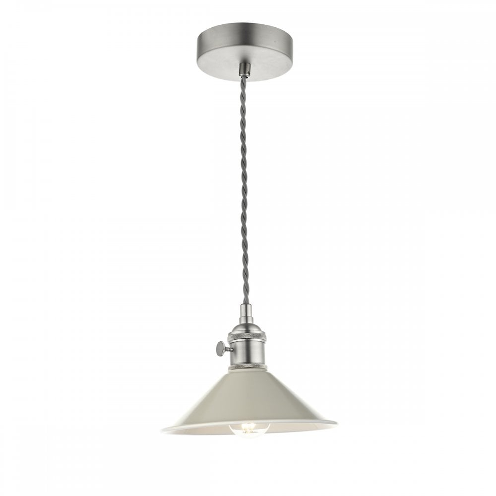 HAD0161-06 Hadano 1 Light Pendant Antique Chrome With Cashmere Shade
