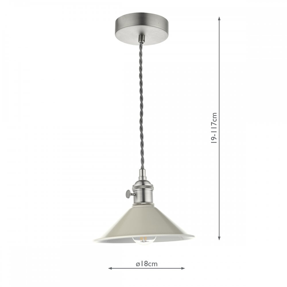 HAD0161-06 Hadano 1 Light Pendant Antique Chrome With Cashmere Shade