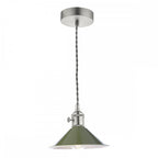 HAD0161-07 Hadano 1 Light Pendant Antique Chrome With Olive Green Shade