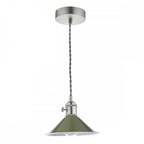 HAD0161-07 Hadano 1 Light Pendant Antique Chrome With Olive Green Shade