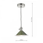 HAD0161-07 Hadano 1 Light Pendant Antique Chrome With Olive Green Shade