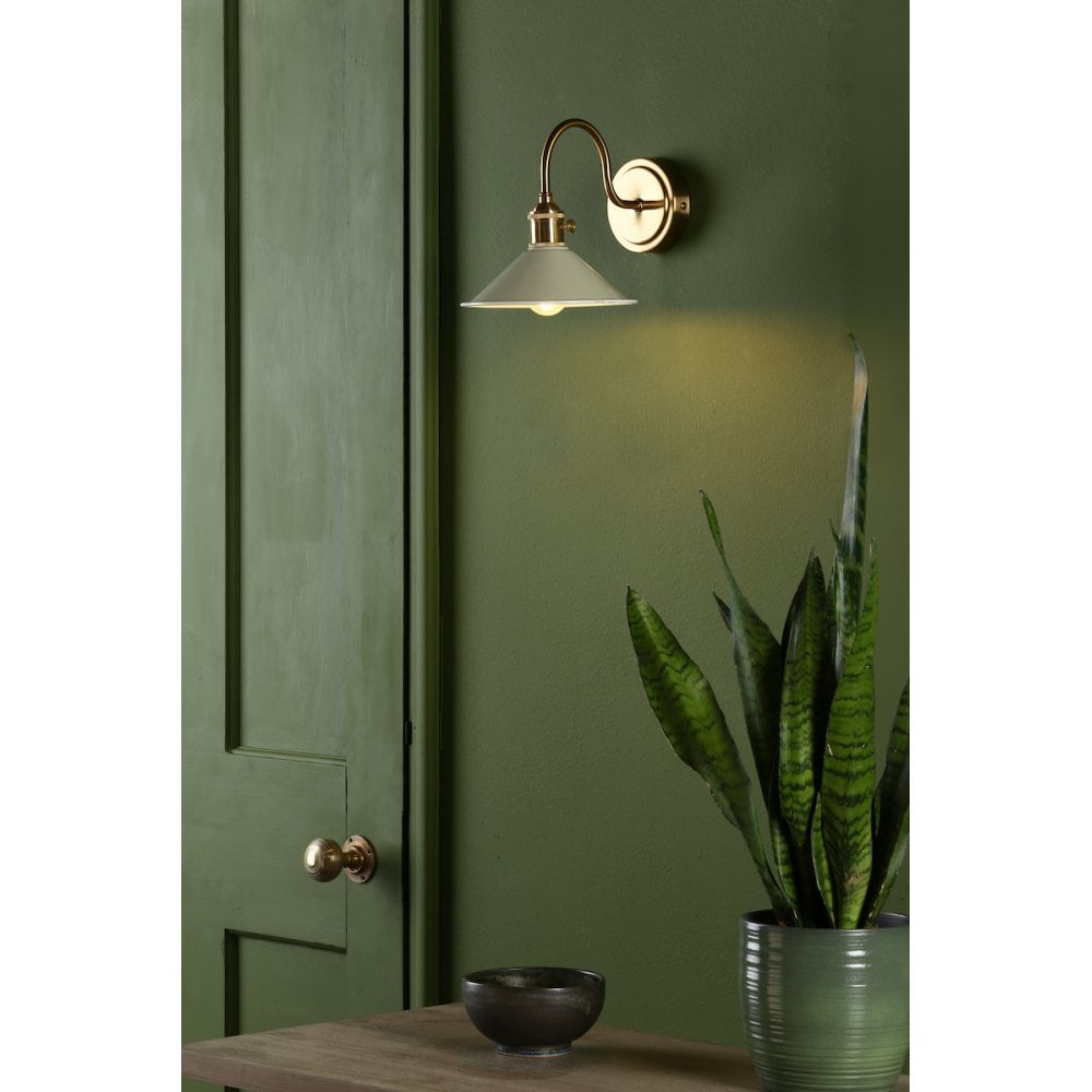 HAD0740-06 Hadano 1 Light Wall Light Natural Brass With Cashmere Shade
