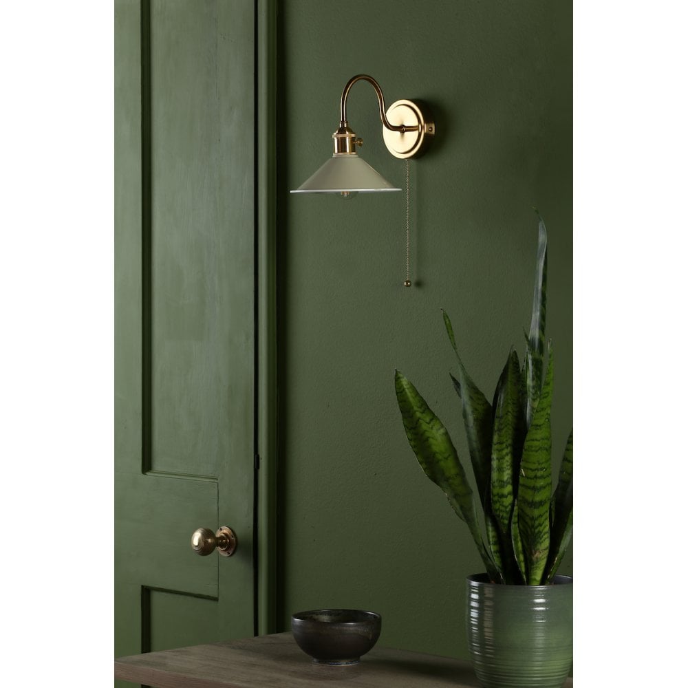HAD0740-06 Hadano 1 Light Wall Light Natural Brass With Cashmere Shade